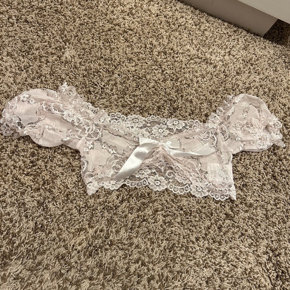 Starline White Lace Off-Shoulder Lingerie Top S/M